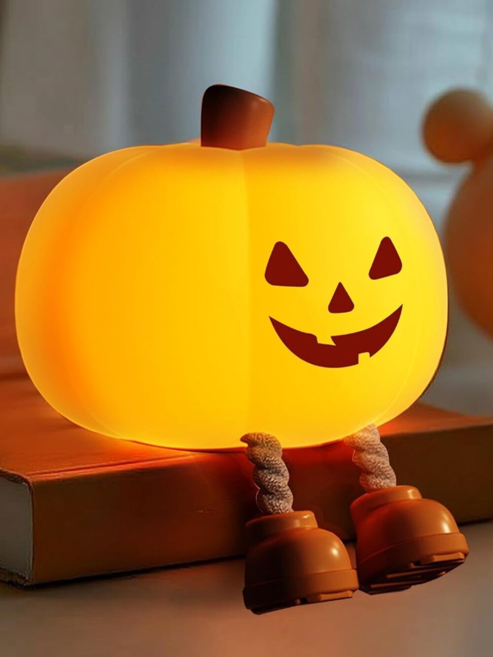 Cute Halloween Pumpkin Night Light Rechargeable for Nursery Bedroom